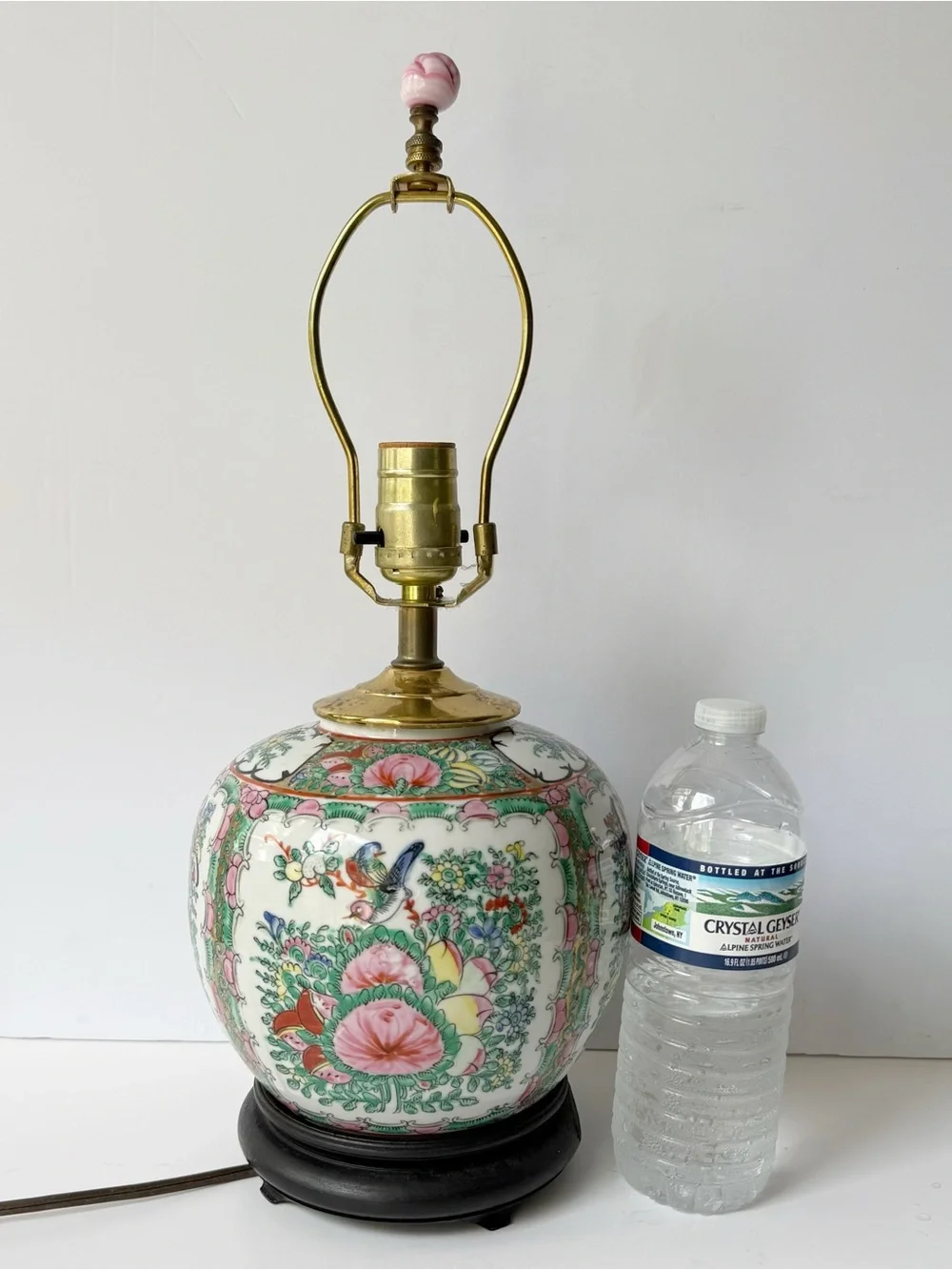 Vintage 20th Century Chinese Porcelain Famille Rose Ginger Jar Table Lamp